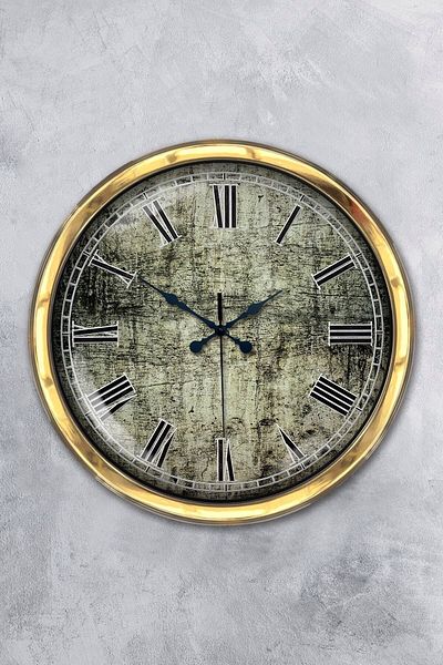Kasva Concept Gift 40 cm Gold Metal Antique Roman Wall Clock Clock