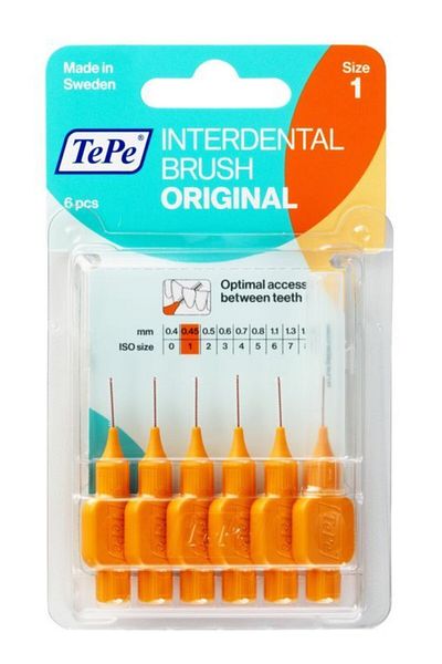 TePe 6-Pack Orange Interdental Brush Interface Brush - 0.45 Mm