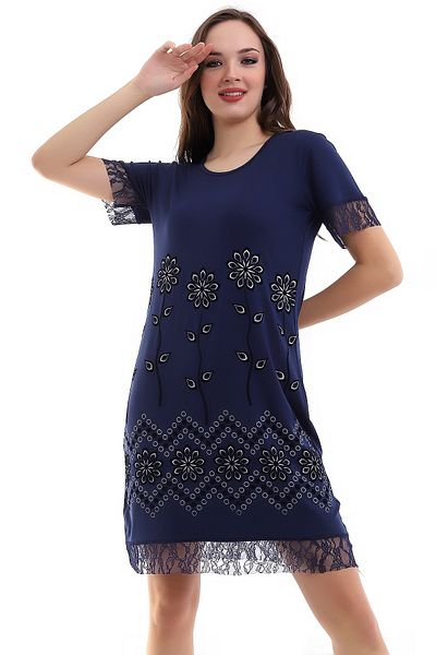 akgül giyim New Season Lace and Printed Summer Dress Model
