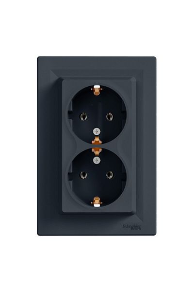 Schneider Electric شنايدر إيف9900171 - مقبس أرضي مزدوج من Asfora Anthracite