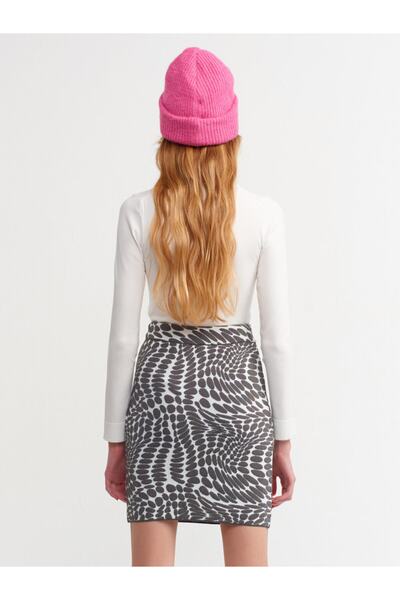 Dilvin 1308 Patterned Short Knitwear Skirt - smoked