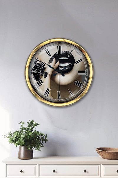 Kasva Concept Gift 40 cm Gold Metal Beauty Salon Wall Clock Clock
