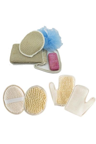 Yetkin Home Bath Loofah Heel Stone Back Hand Scrub and Shower Set Set