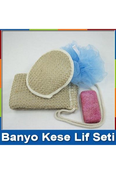Yetkin Home Bath Loofah Heel Stone Back Hand Scrub and Shower Set Set