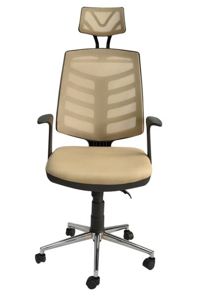 Porziyon Piramit Cappucino Krom Fileli Ofis Büro Öğrenci Çalışma Koltuğu - Sa...