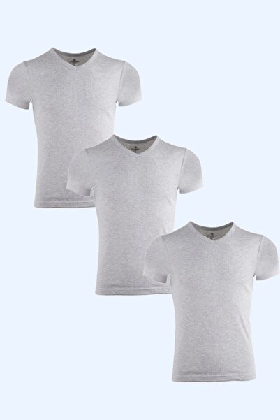Ceylanoğlu Men's 3 Pack 100% COTTON V-Neck Ribbed Half Sleeve Undershirt