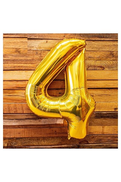 BİDOLUMUTLULUK Gold Number Foil Balloon 100 Cm Number 4