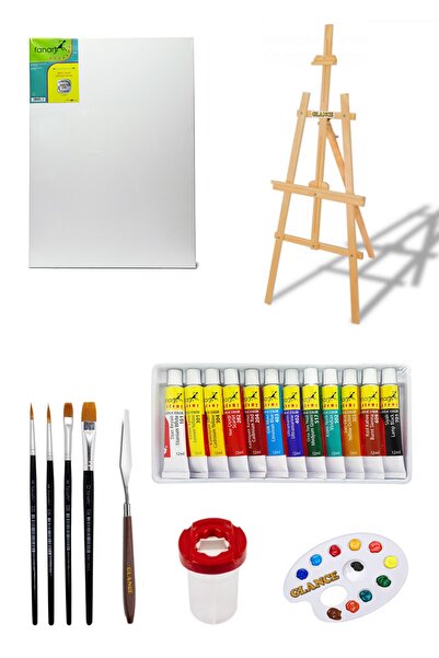 GLANCE Fanart Academy Akrilik Boya Seti 12 Renk X 12 ml Şövale Seti