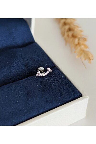 SU PERİSİ TAKI BİJUTERİ Cerrahi Çelik Zirkon Taşlı Gümüş Yay Piercing , Tragus