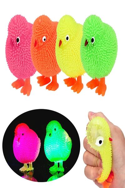 RoseRoi Dikenli Işıklı Top Stres Giderici Uyarıcı Oyuncak Tavuk El Egzersiz Topu