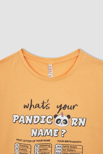 DeFacto Girl's Regular Fit Crew Neck Printed Short Sleeve Cotton T-Shirt