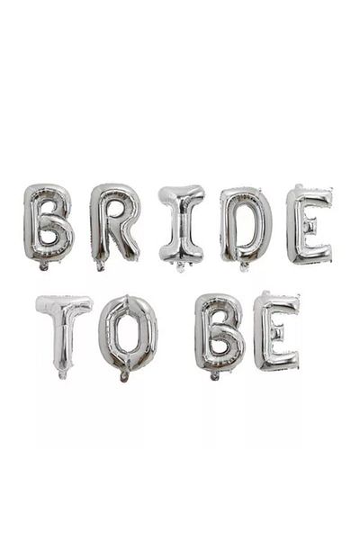 Aşkın Parti Evi مجموعة بالونات Bride To Be Foil مجموعة بالونات العازبة مقاس 16 بوصة 40 سم باللون الفضي