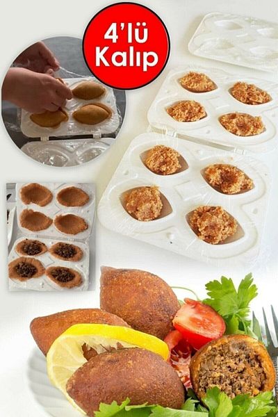 AKCAKESE Practical 4-Piece Kibbeh Mold - Stuffed Meatball Mold Apparatus - Kibbeh Preparation Apparatus 4 Pieces