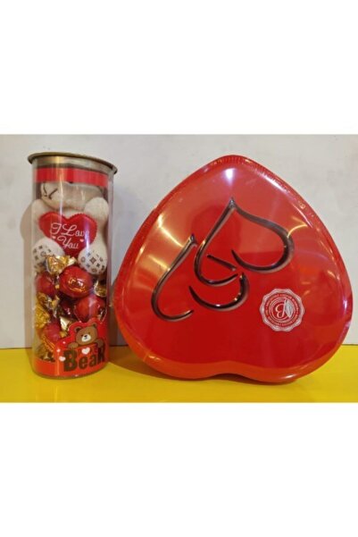 Bolçi Teneke Kalp Çikolata Kutu 240gr & Pookie Bear Love Çikolata 120gr