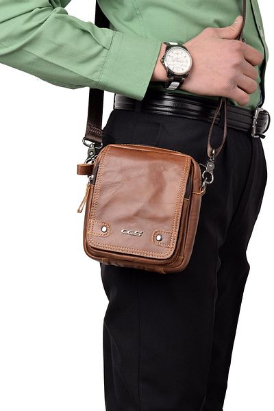 ÇÇS 31018 Γνήσιο δέρμα Τσάντα με μακριά λουριά Camel