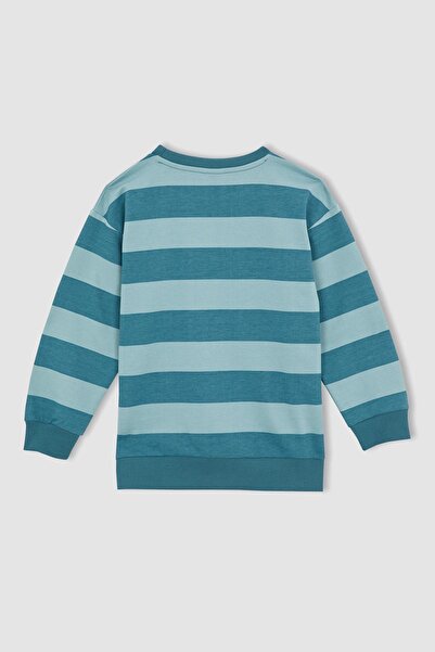 DeFacto Chlapecká mikina Oversize Fit Crew Neck Látková mikina