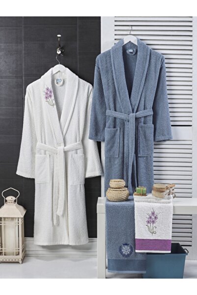 Valezium Двоен памучен бродиран хавлиен комплект от 4 части