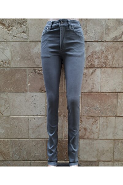 SEAJEANS Kadın Gri Düz Yıkama Ybel Dar Paça Kot Pantolon
