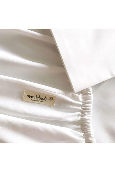 MundoLindo Large Size White Organic Cotton Single Elastic Sheet Set