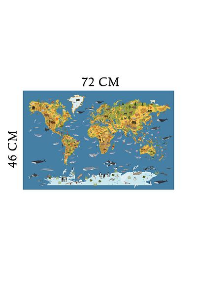 Tilki Dünyası Animal Kingdom Educational World Map Wall Sticker