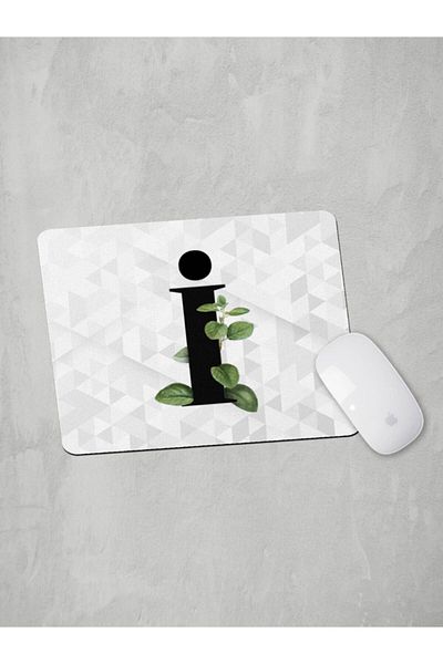 Panorama Ajans Letter I Green Leaf Mouse Pad