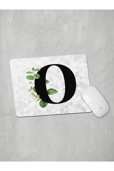 Panorama Ajans Letter O Green Leaf Mouse Pad