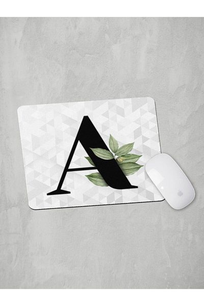 Panorama Ajans Letter A Green Leaf Mouse Pad