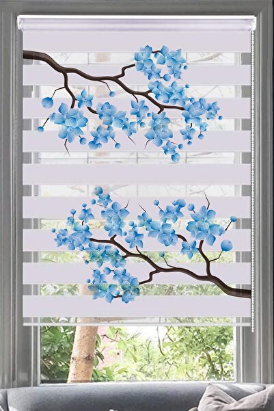 Lotus Çiçek Desenli Zebra Perde-mutfak-genç Odası-springv2