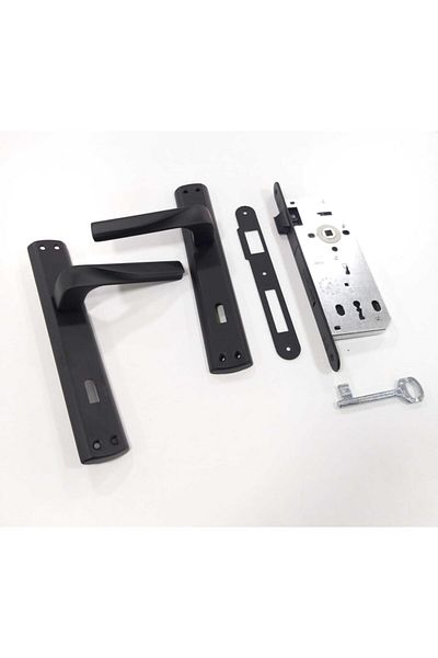 ARON Sofuoğlu Lux Noyan Mirrored Matte Black (ROOM) Type Door Handle & Door Lock Key