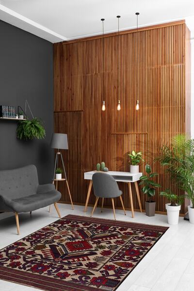 Naar Halı Afgan Berceste 18064 Kırmızı El Dokuma Otantik Dokuma Taban Kilim