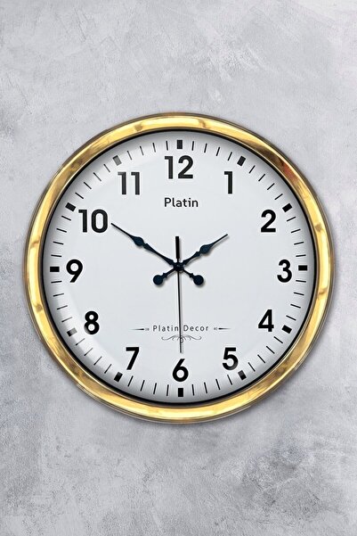 Kasva Concept Hediye 40 Cm Gold Metal Klasik Duvar Saati Clock
