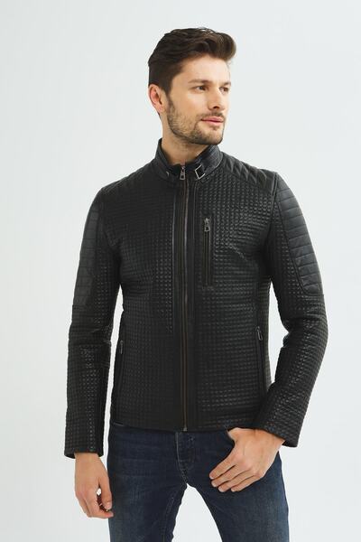 İkbal Richard Siyah Hakiki Deri Mont Erkek