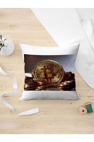Panorama Ajans Κάλυμμα μαξιλαριού σχεδίασης Bitcoin Btc Virtual Currency Shiba