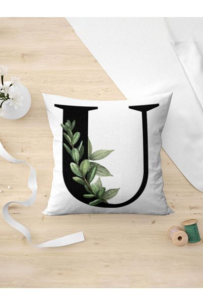 Panorama Ajans Letter U Green Leaf Pillowcase