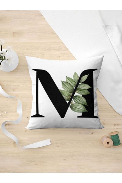 Panorama Ajans Letter M Green Leaf Pillow Case