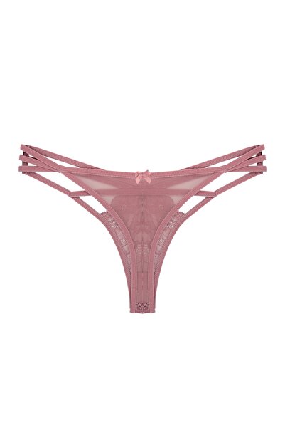 Zena 2-х частинні трусики-танга з мереживною передньою частиною, тильною частиною з тюлю та нитками