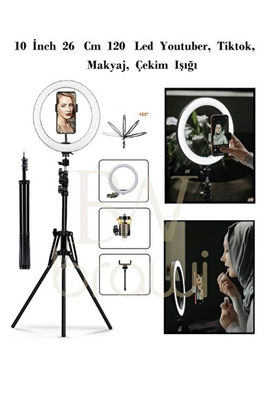 Brawi Ring Light 10 Inç Youtuber Işık 120 Led Tiktok Tripod Işıklı Makyaj Işığı 2.1 Mt Tripod