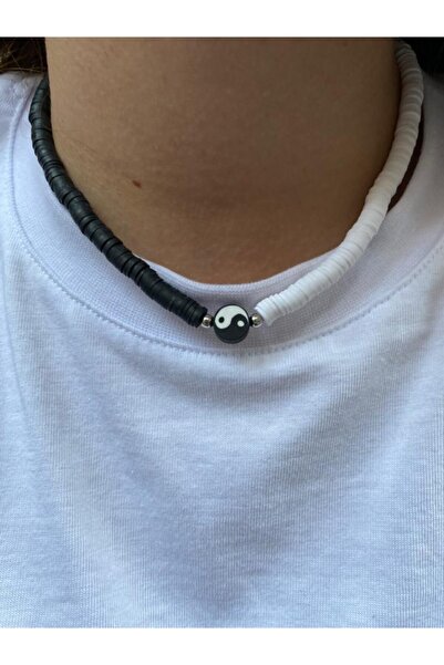 vense Yin-yang X Siyah/beyaz Fimo Kolye