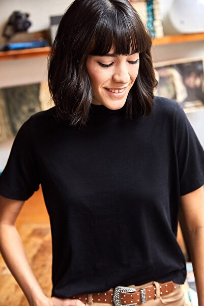 Olalook Γυναικείο πλεκτό μπλουζάκι με μαλακή υφή με μισό ζιβάγκο TSH-19000610