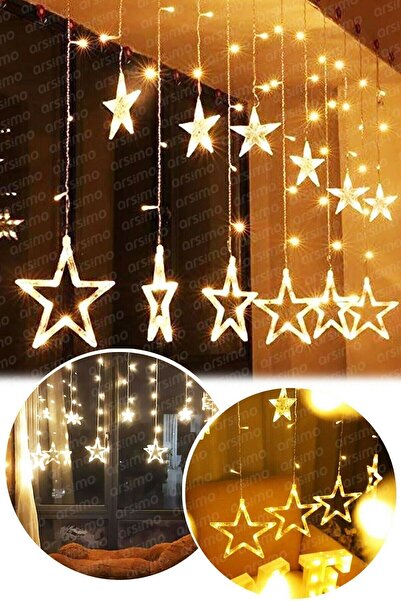 Toptanpro Yıldız Dekoratif Sarkıtlı Perde Led Işık
