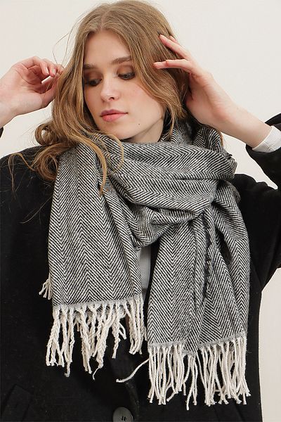 Trend Alaçatı Stili Schultertuch - Grau - Casual