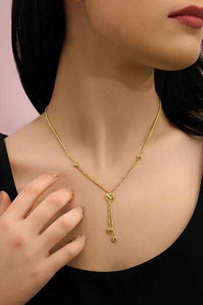 myorogold 14 Ayar Altın Kalp Motifli Halat Zincir Kolye