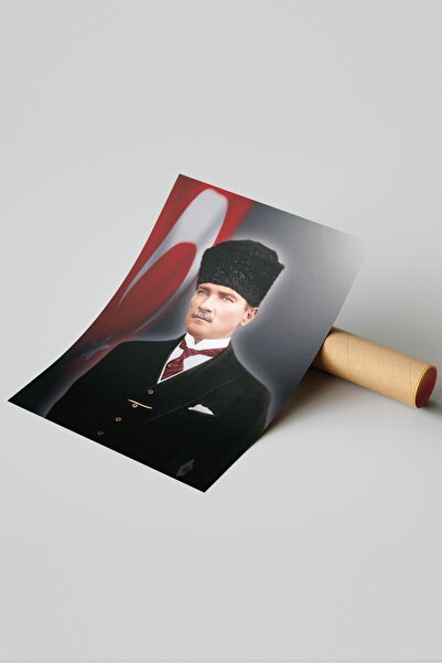 Tekin Ozalit Türk Bayraklı Atatürk Posteri 50x70