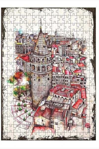 Tablomega Wooden Mdf Puzzle Jigsaw Retro Istanbul Galata Tower 255 Pieces 35*50 cm