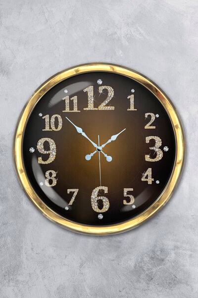 Kasva Concept Hediye 40 Cm Gold Metal Klasik Duvar Saati Clock