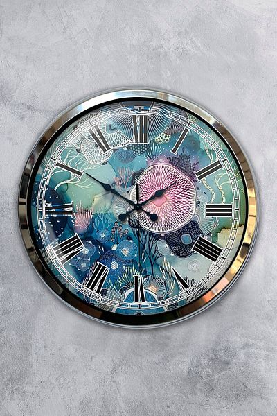 Kasva Concept Gift 40 cm Chrome Metal Sea Wall Clock