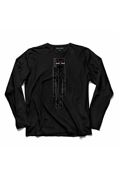 Kendim Seçtim Mınecraft Enderman Ender Man Uzun Kollu Tişört Baskılı Çocuk T-shirt