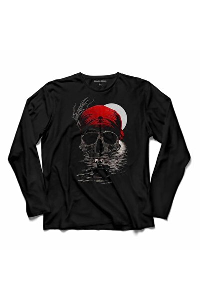 Kendim Seçtim جمجمة الهيكل العظمي الجمجمة الفرقة العلم كم طويل تي شيرت