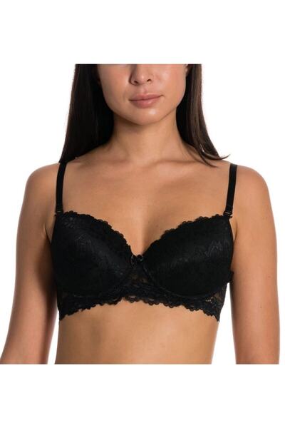 Valensa Siyah Dantelli Desteksiz Dolgusuz Sütyen