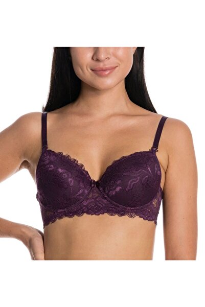 Valensa Kadın Mor Dantelli Destekli Sütyen